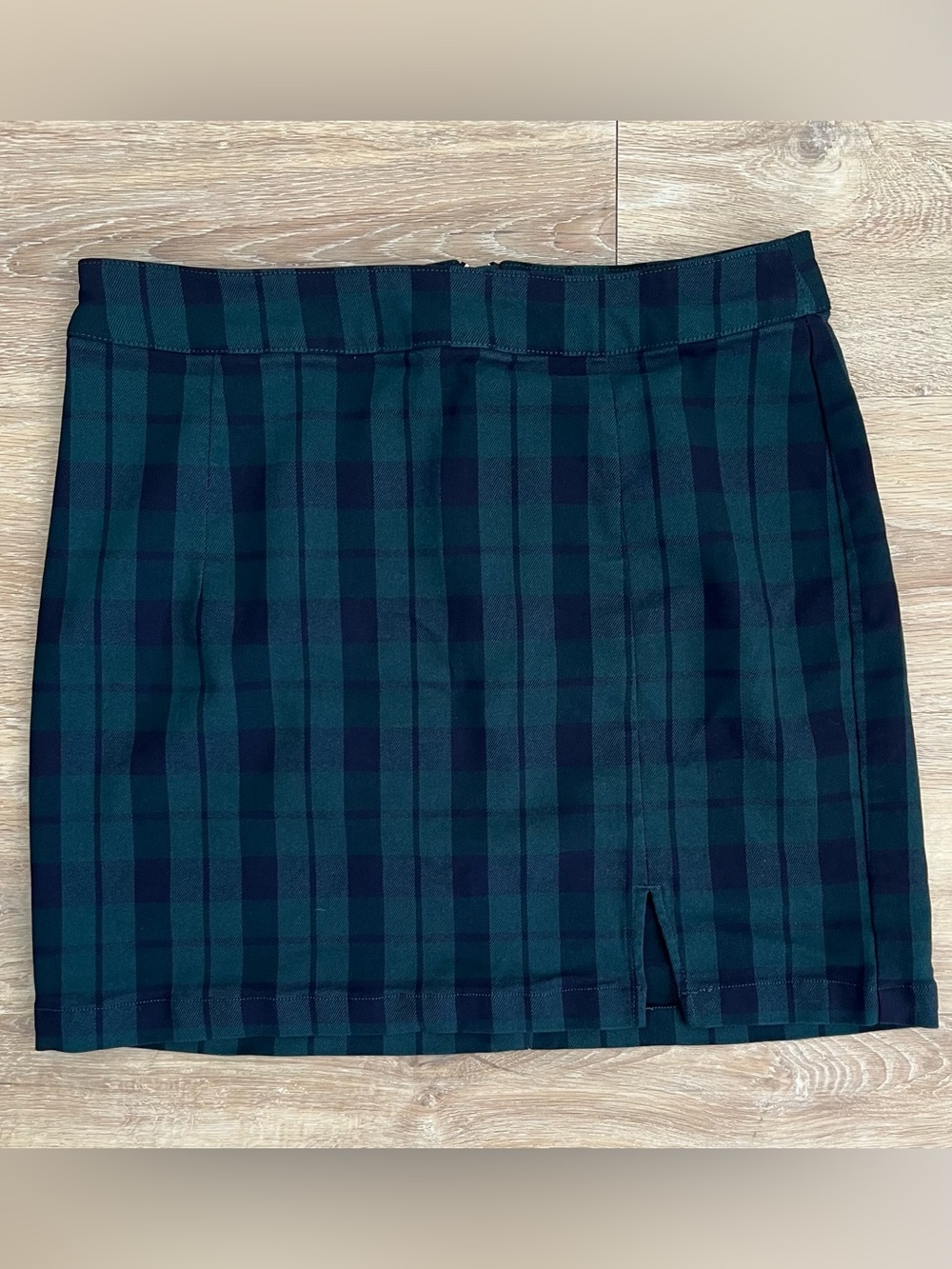 Garage Green and Navy Plaid Mini Skirt
